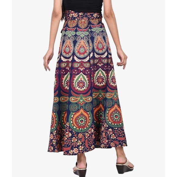Unbranded Maxi Wrap Skirt Printed Tribal Ethnic Indian Pattern One Size Cotton - Picture 4 of 16